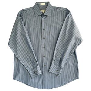 Pronto-Uomo Non-iron Blue Button Down Shirt 100% Cotton Large
